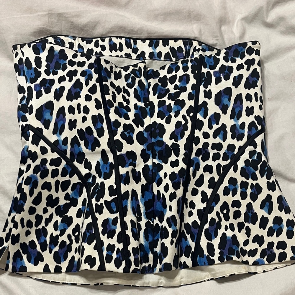 White House Black Market Animal Print Strapless Top - Picture 3 of 6